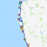 パースからコーラルコーストキャンピングカー旅行見どころ日本語マップ
